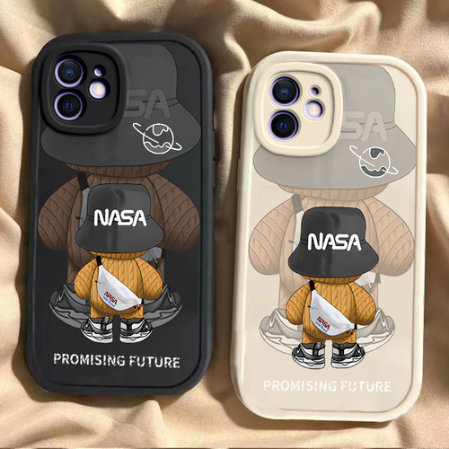 背影潮熊iPhone12手机壳男女新款软硅胶苹果12pro全包12promax防摔套