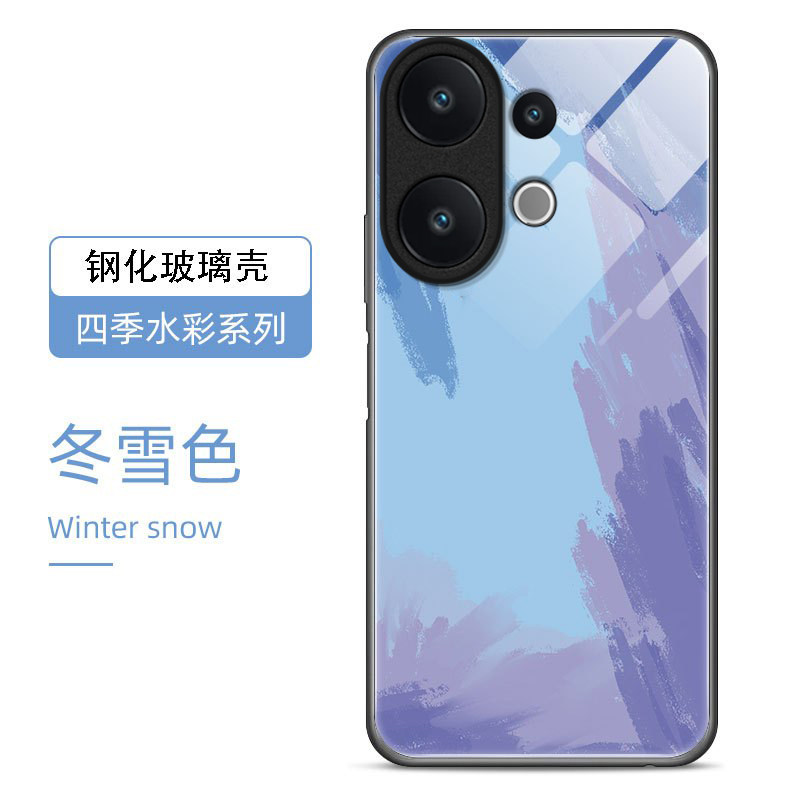 水彩色适用vivoS50手机壳vivoS30/s20/s19pro新款s18/s17/s16e玻璃s15/s12/s10防摔s9/s7t硬壳s6/s1高级感