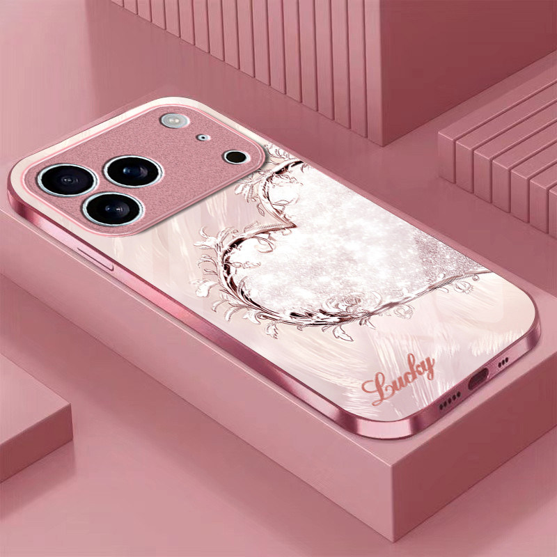 钻石爱心适用苹果17promax手机壳iPhone16/15pro新款14女13mini全包xsmax防摔xr12pro硬壳11玻璃ip6s/7/8plus