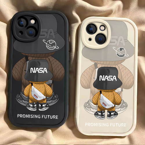 背影潮熊iPhone13手机壳男女新款软硅胶苹果13pro全包13promax防摔套