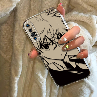 素描奇犽适用OPPOReno3Pro手机壳新款PCRM00防摔镜头全包男女挂绳创意透明软壳保护套高级感时尚个性小众情侣