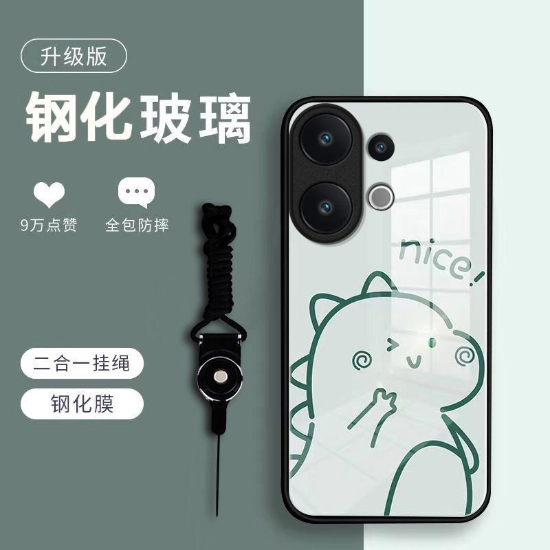 恐龙小熊适用vivoS50手机壳vivoS30/s20/s19pro新款s18/s17/s16e玻璃s15/s12/s10防摔s9/s7t硬壳s6/s1高级感