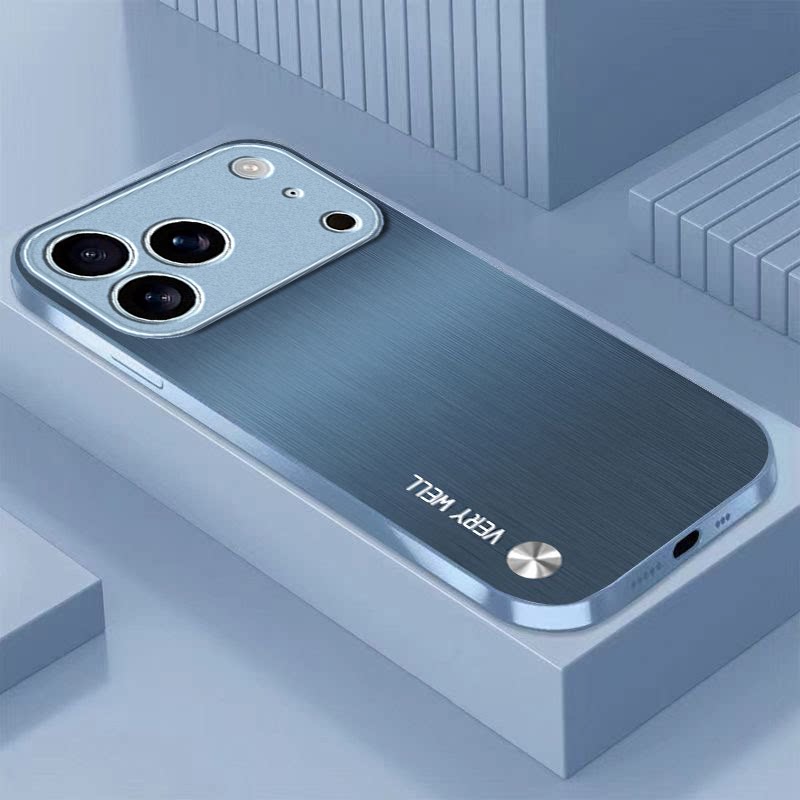 金属拉丝适用苹果17promax手机壳iPhone16/15pro新款14女13mini全包xsmax防摔xr12pro硬壳11玻璃ip6s/7/8plus
