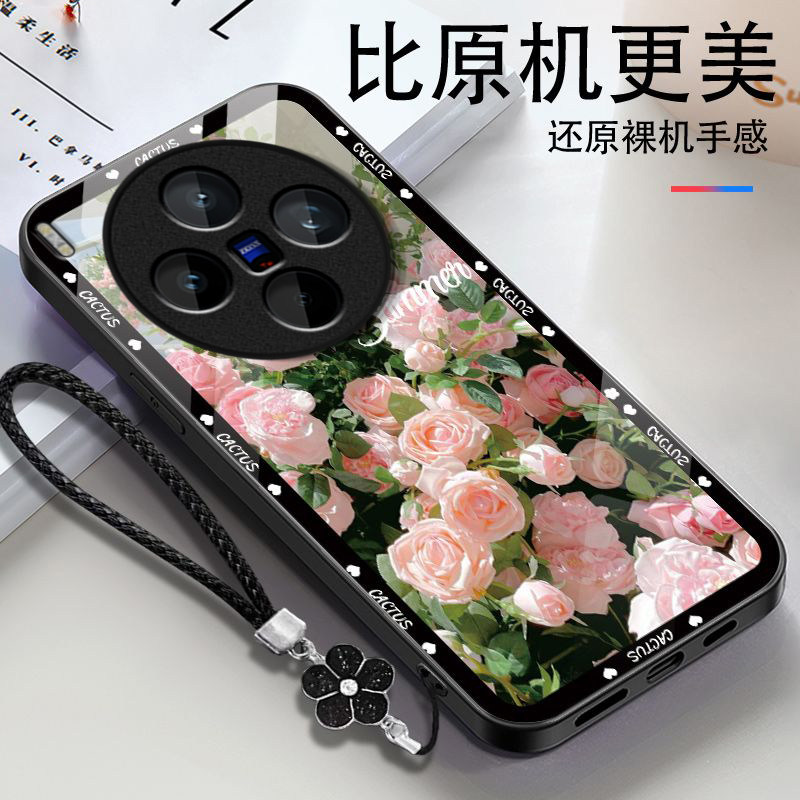 玫瑰花适用vivoX300Pro手机壳vivox200/x100ultra新款x90s/x80pro+玻璃x50x30防摔x27硬壳x60/x70t套xNote
