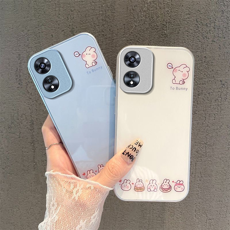 可爱兔子适用OPPOA97手机壳oppoa96/95玻璃a93/92s新款a91/72n外壳58/56/55硬壳36/32/5高级11/9/2x液态a3/1i