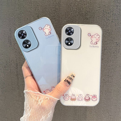 可爱兔子适用OPPOA97手机壳oppoa96/95玻璃a93/92s新款a91/72n外壳58/56/55硬壳36/32/5高级11/9/2x液态a3/1i