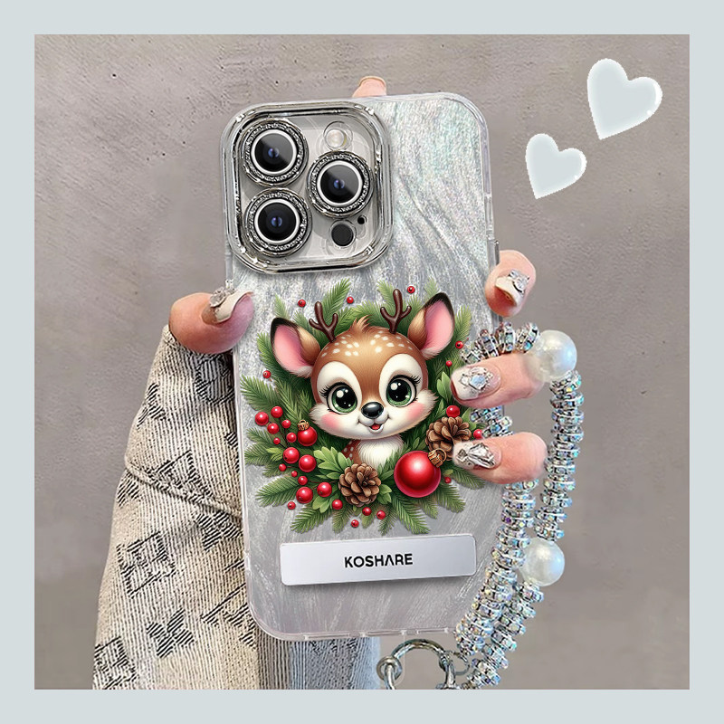 圣诞小鹿适用苹果17promax手机壳iPhone16/15pro新款14女13mini全包xsmax防摔xr12pro硬壳11高级ip6s/7/8plus