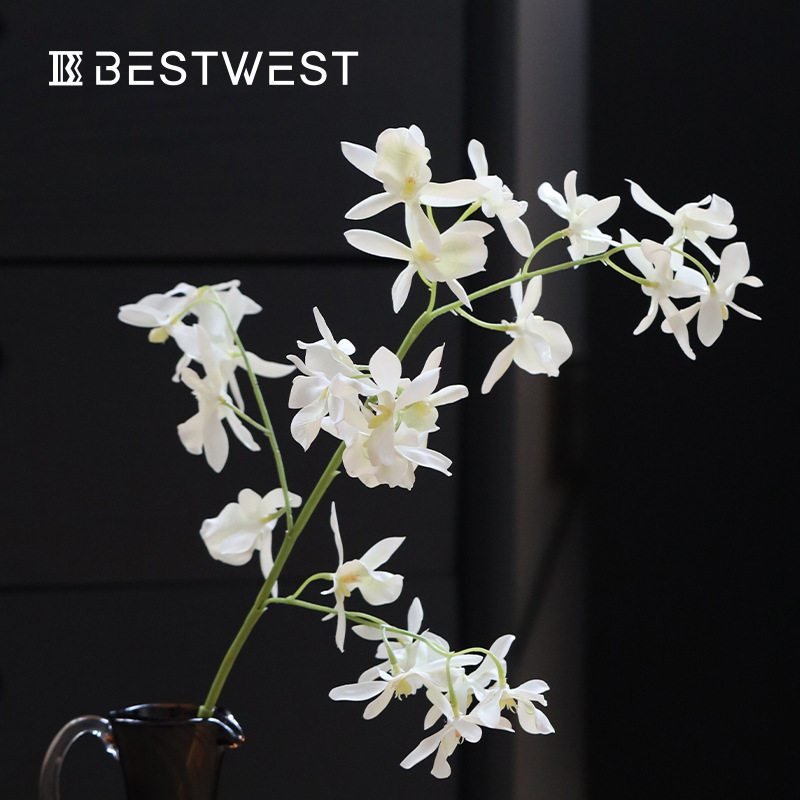 Best west手感兰花仿真花假花摆设轻奢餐桌装饰花艺摆件高级仿生