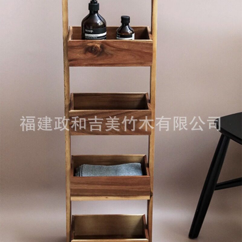 相思木多层置物架落地储物架子 Ins北欧风家用客厅厨房木质收纳架