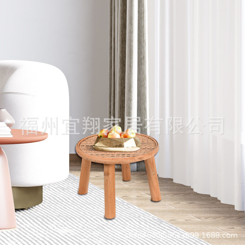 北欧简约藤编塑料凳子家用餐凳可叠放现代梳妆板凳换鞋小圆凳轻奢