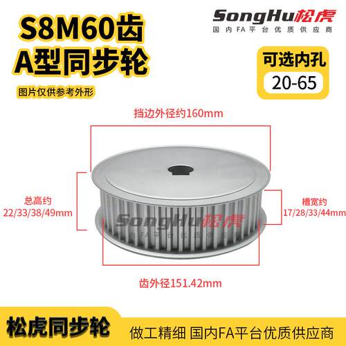 EBL21-S8M250-60-A-N-d20至50孔S8M60齿同步轮槽宽28S8M同步带轮