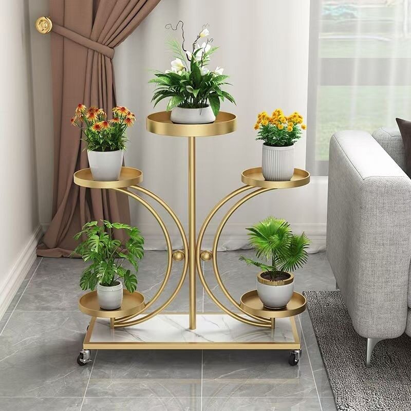 2026北欧轻奢高端铁艺花架子室内家用阳台客厅电视柜多层高档花架