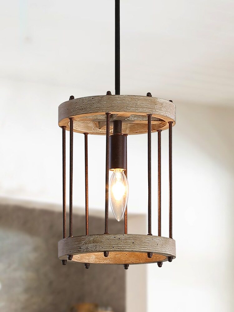 欧法美式复古田园乡村吊灯原木创意民宿铁艺loft茶室别墅吸顶灯饰