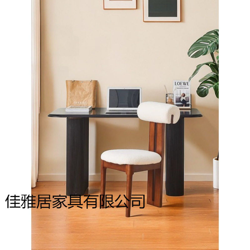 中古餐椅法式实木复古椅子设计师艺术感现代简约化妆靠背河马椅