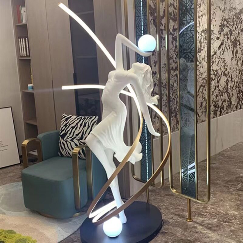 创意人形雕塑落地灯设计感酒店大堂别墅客厅树脂舞蹈女神立式台灯