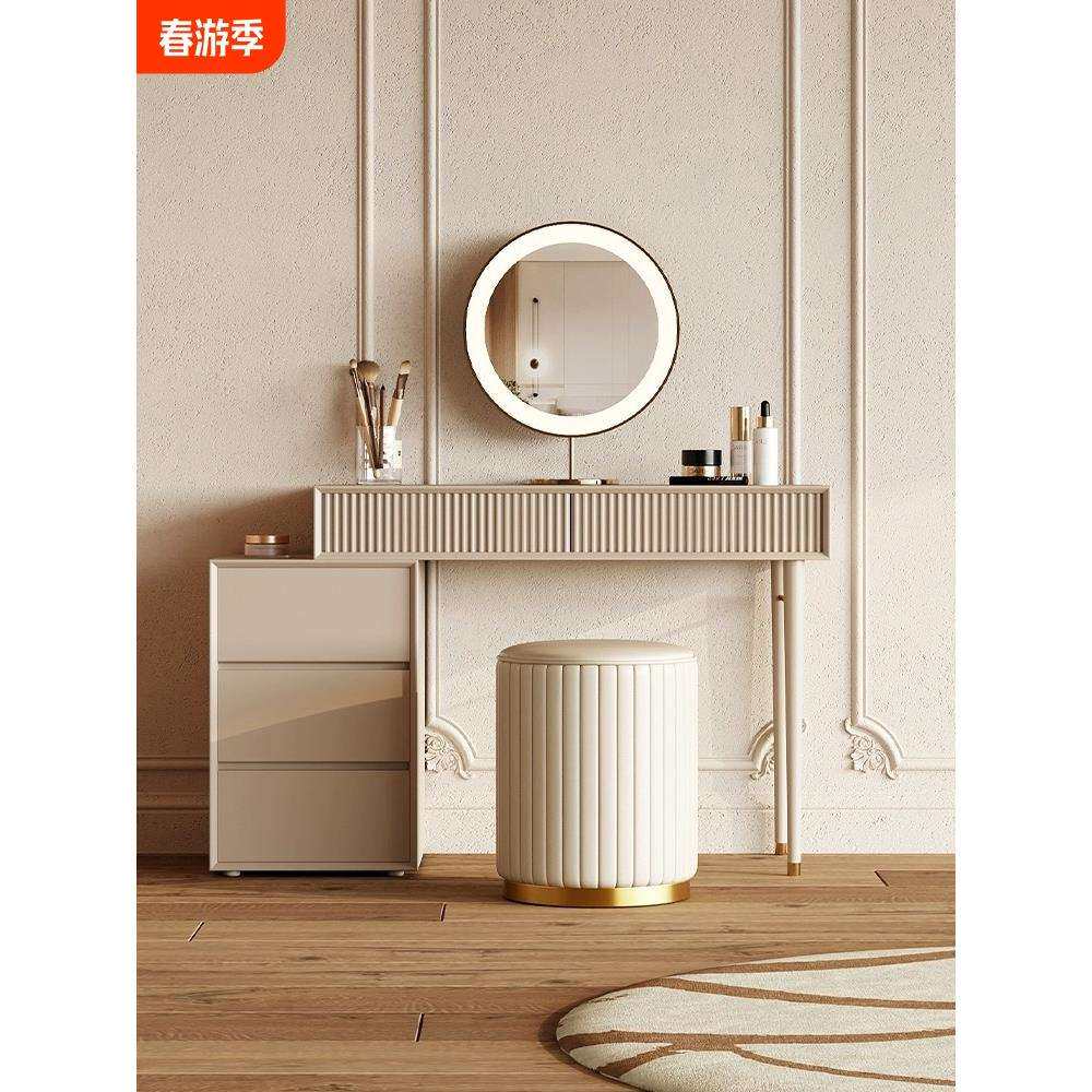 轻奢梳妆凳北欧卧室现代简约女生梳妆台凳子网红圆凳椅子化妆凳子