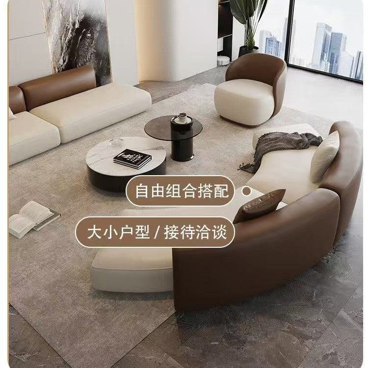 轻奢半圆弧形沙发异形美容院休息区接待服装店酒店大堂办公室大厅