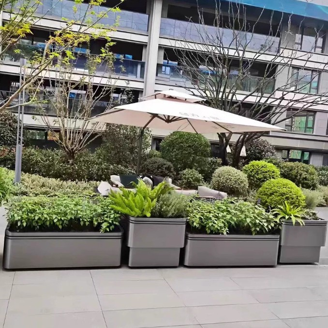 户外花箱外摆商业街售楼部广场隔断长方形花盆花架子铁艺花坛花槽