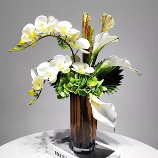 现代轻奢创意高档仿真花艺摆件样板房间洽谈桌玄关假花花卉装饰品