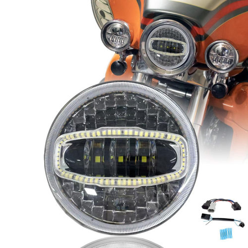 7inch 英寸LED圆灯 5D白色琥珀色头灯兼容 H_arley Street Glide
