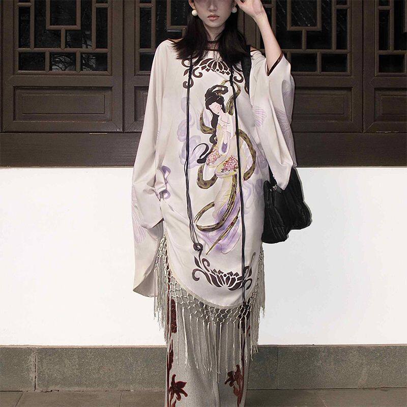 手绘仙子图印花|新中式琵