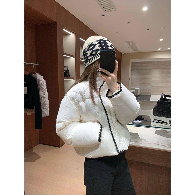 韩系小香风拼接羽绒服女