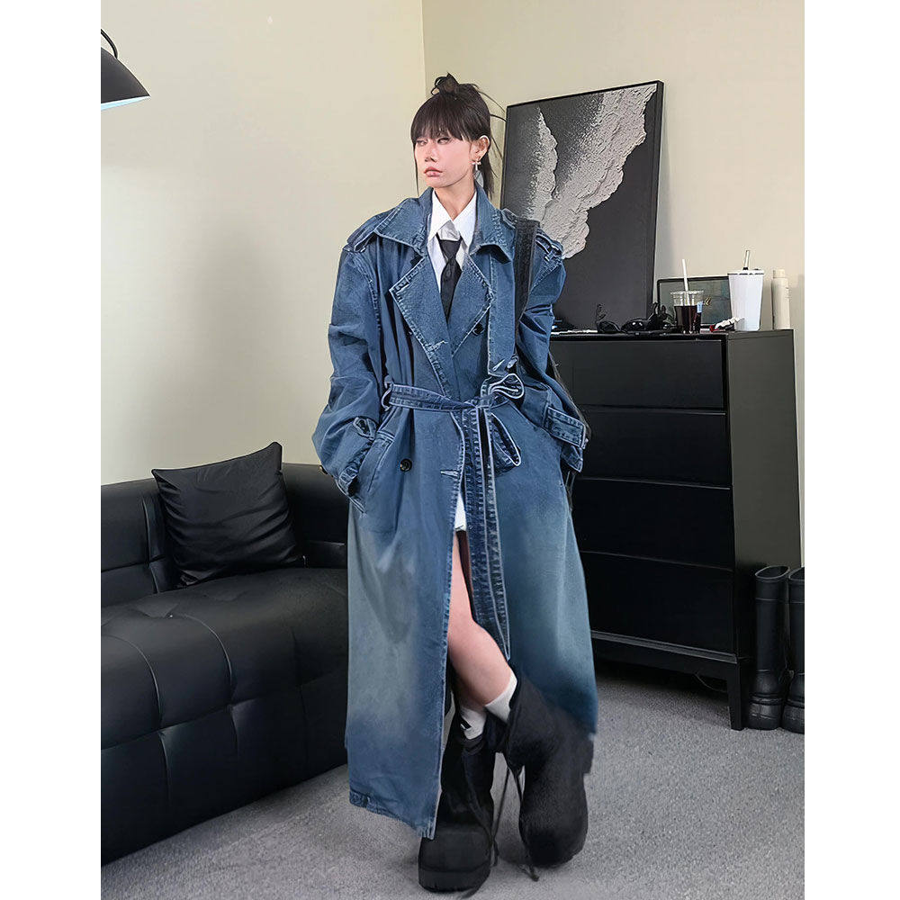 2025新款复古蓝色双排扣
