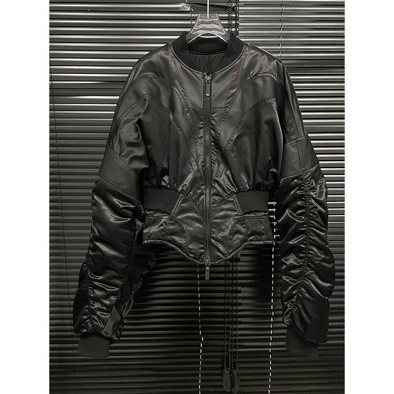 夹棉女装拼接收腰棉服外