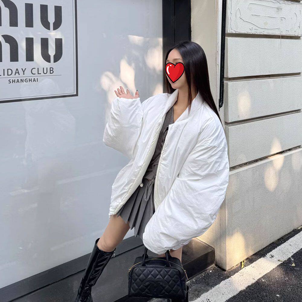 韩系白色羽绒棉服女款冬