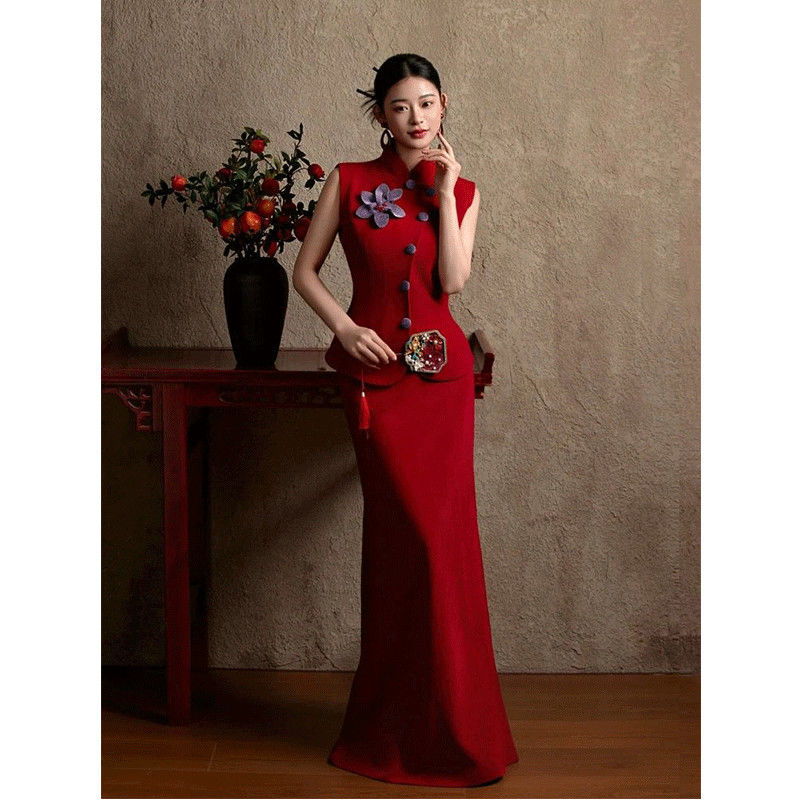 新中式旗袍订婚裙2025新