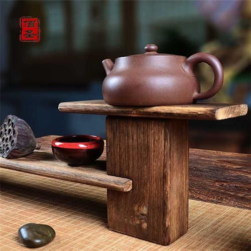 博古架小实木创意功夫茶具茶道配件摆件禅意茶宠置物架茶艺茶杯架