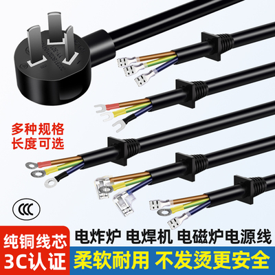 纯铜电磁炉专用电源线带尾卡端子