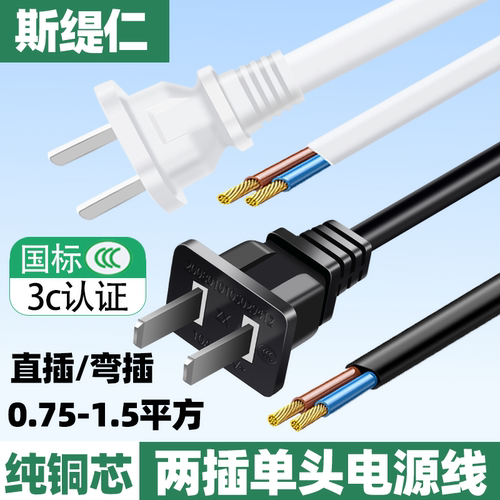 国标产品纯铜两插电源线带插头
