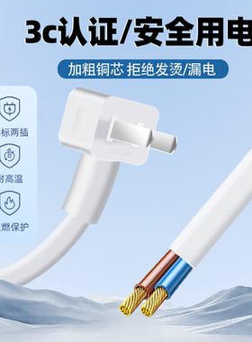 两插电源线带插头国标2芯1/1.5平方两项两孔二脚带线插头单头裸线