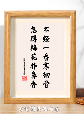 不经一番寒彻骨怎得梅花扑鼻香书法相框字画书房摆件励志人生格言
