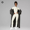 欧美秋冬长袖 加绒拉链连体健身服户外瑜伽滑雪紧身连体衣女