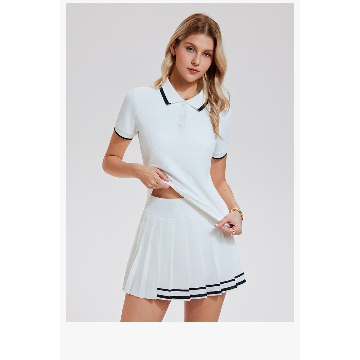 2026新款网球裙套装女衫学院风夏季运动恤跑步短袖防走光半身裙