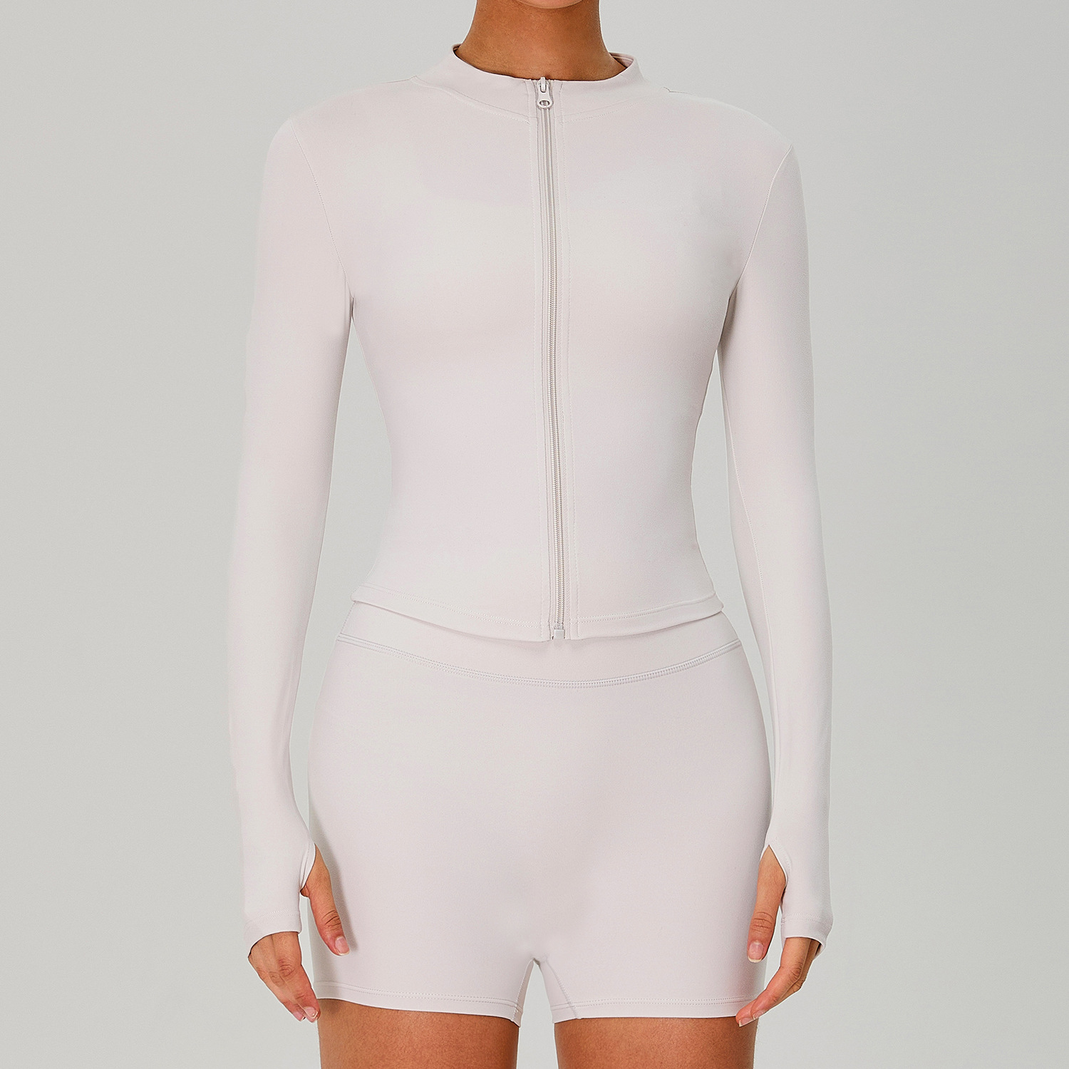 al*o同款磨毛立领裸感健身外套女紧身速干户外跑步运动瑜伽外套