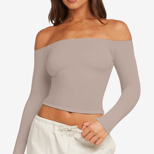 *csb同款长袖瑜伽服性感露背长袖上衣大领口设计运动健身服套装女