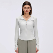 lu同款 显瘦拉链跑步运动健身夹克 透气网纱连帽瑜伽外套女裸感修身