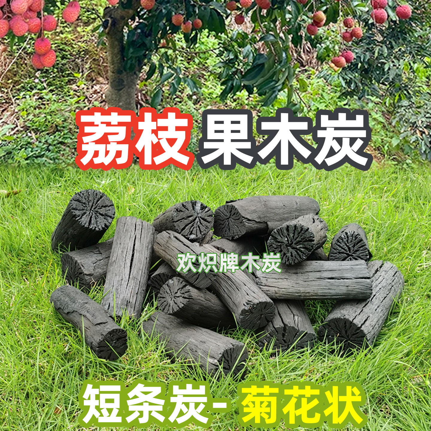 欢炽牌果木炭围炉烧烤专用炭中短