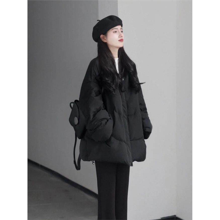 黑色高级感韩系羽绒服女款冬季2025新款小个子保暖面包服棉袄外套