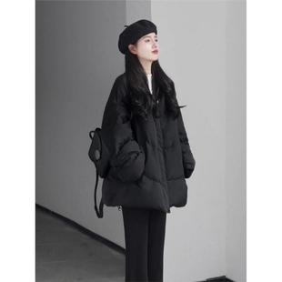 黑色高级感韩系羽绒服女款冬季2025新款小个子保暖面包服棉袄外套