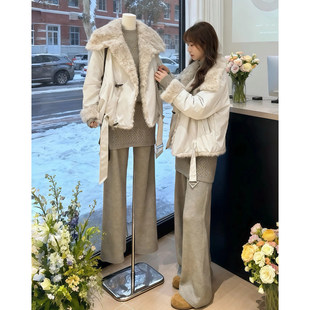 韩系chic设计感毛毛拼接外套女2025冬季时尚洋气时髦宽松翻领外套