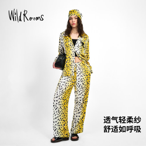 柔软宽松豹纹睡衣套装女款夏