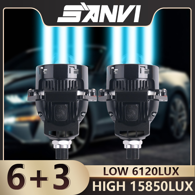 三为车灯SANVI3寸S17PRO三眼无损LED双光透镜大灯61瓦6000K汽车灯