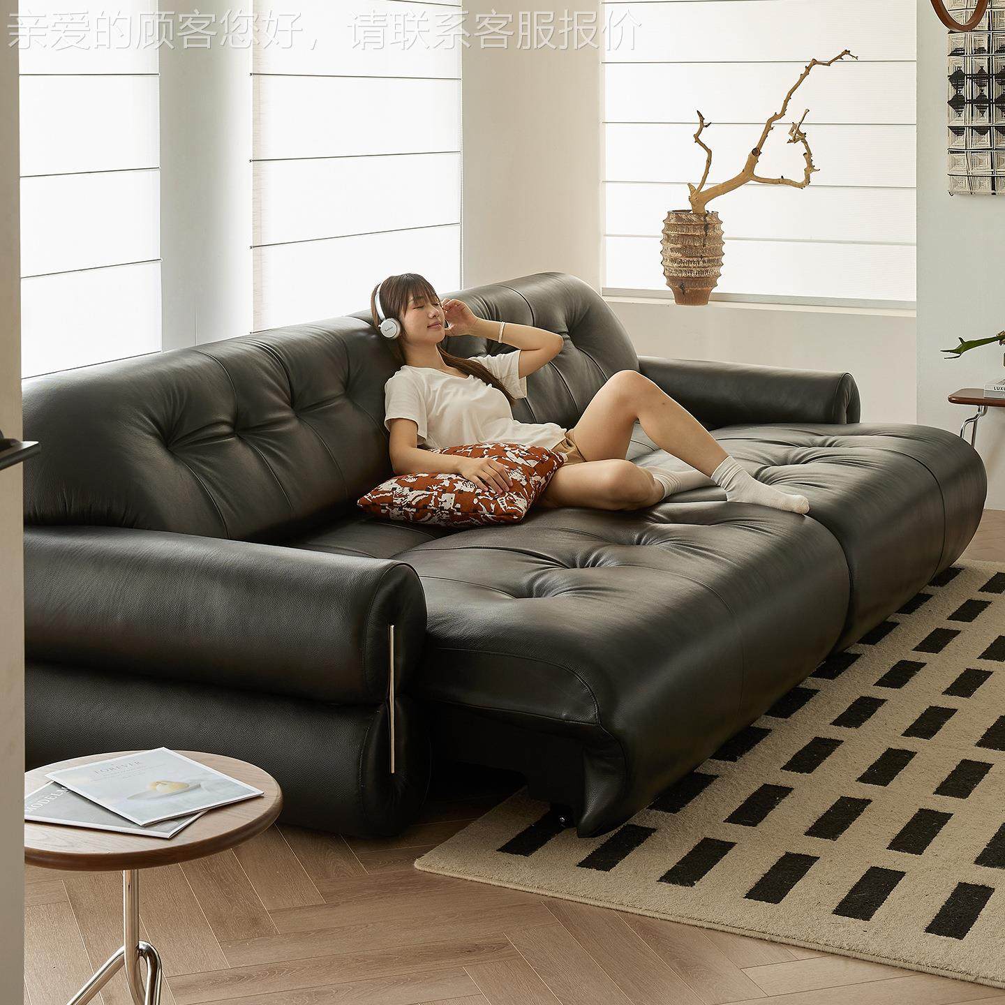 法式黑中能古糖电动功皮沙发客厅新真皮沙发款小户型直真排沙发功,住宅家具,功能沙发,淘宝优惠券,粉丝福利购,淘宝优惠卷