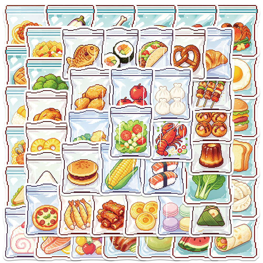 袋装美食贴纸自封袋像素创意