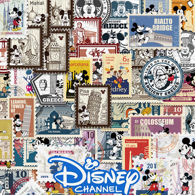 100张复古米奇邮票贴纸防水贴画