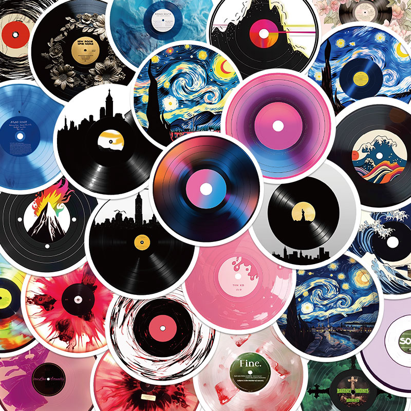 50张黑胶CD涂鸦贴纸光盘手机壳笔记本电脑行李箱贴画ipad防水装饰个性创意